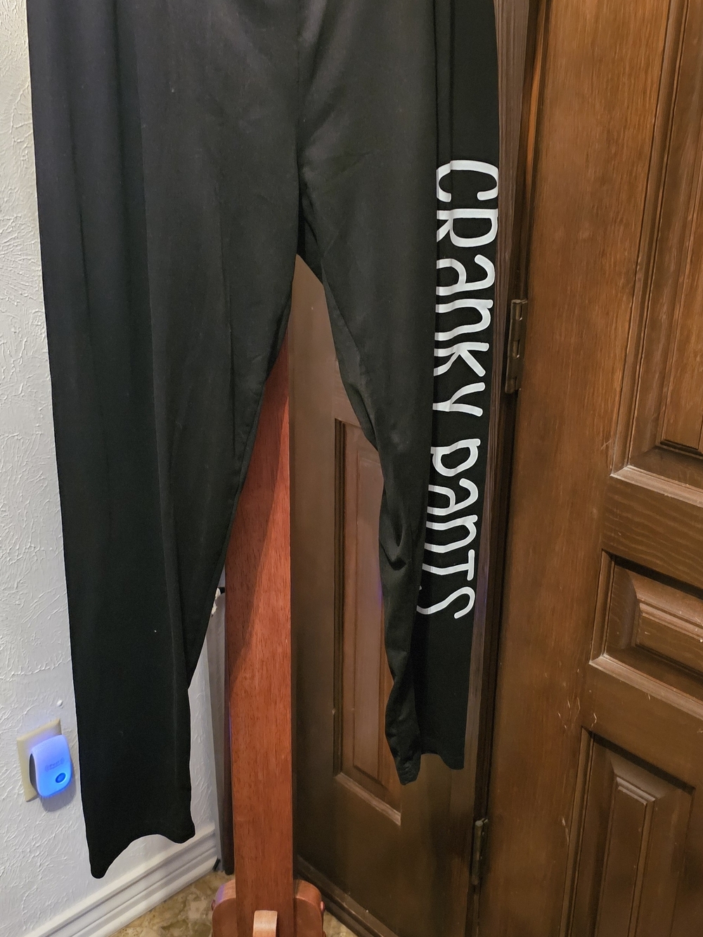 3XL Black Active Leggings/ Pajama Bottoms with White Print